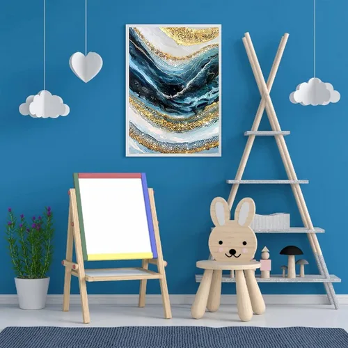 Vista 3 de JATOK Kits de pintura abstracta de diamantes 5D para adultos, pintura de ondas de paisaje con diamantes, cuadros bordados redondos completos, kits