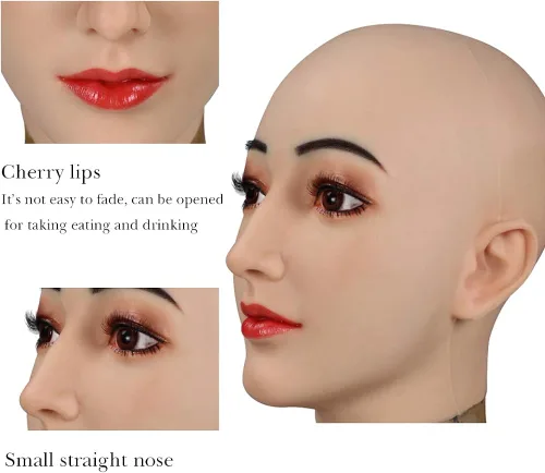 Vista 3 de YIQI Mascarilla de silicona realista de hombre a mujer para Crossdresser Transgender trajes hechos a mano