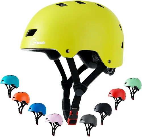 Vista 17 de Casco para bicicleta y patineta, ajustable y multideporte para patines y scooter, 3 tallas para adultos, jóvenes, niños y bebés