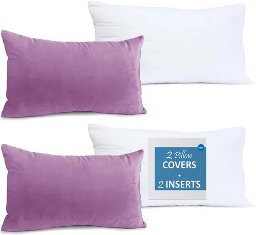 Vista 66 de Nestl Juego de 2 rellenos de almohada con terciopelo suave y sólido, juego de fundas de almohada cuadradas decorativas para sofá, automóvil Azul