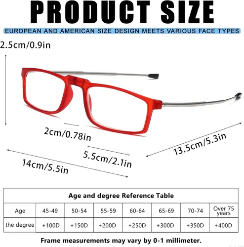 Vista 3 de Viseng Gafas de lectura plegables con luz anti-azul para hombres y mujeres con varilla telescópica portátil moda ultra ligera funda de cuero +3.5
