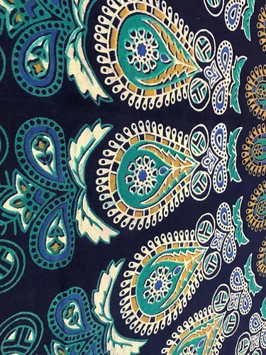 Vista 3 de Tapiz para pared con diseño hippie de mandala, bohemia e hindú Azul y verde