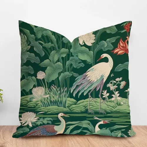 Vista 9 de ArogGeld Funda de cojín decorativa de flor de loto azul y verde pavo real, diseño botánico floral azul de loto azul, estilo asiático, chinoiserie