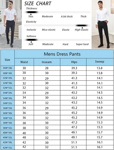 Vista 6 de Alimens & Gentle Pantalones de vestir elásticos para hombre, pantalones de golf sin planchado, cintura ampliable, parte delantera plana, pantalones