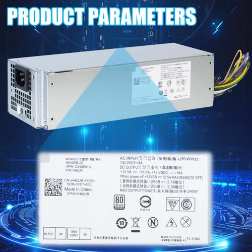 Vista 6 de Reemplazo de fuente de alimentación mejorada de 240 W 3650 para Dell Optiplex 3650 7040 3040 3656 5040 (SFF) B240NM-00 HU240AM-00 AC240EM-00 P/N