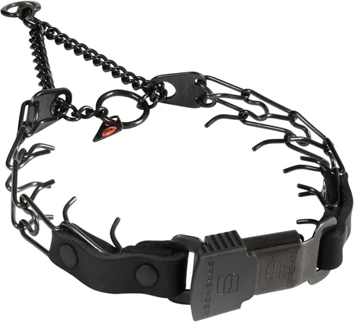 Vista 14 de Herm Sprenger Collar de Entrenamiento para Perros de Liberación Rápida Negro de Acero Inoxidable Collar Sin Tirones Hebilla de Cuero de Liberación