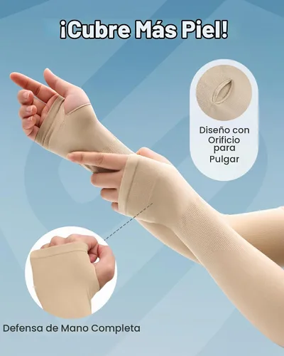 Vista 2 de Mangas para brazo, para hombres o mujeres. Para calentar o refrescar. Guantes de Compresión con factor de protección de los rayos ultravioleta UPF 1