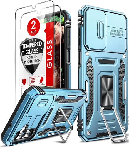 Vista 12 de LeYi Funda compatible para Samsung Galaxy A14-5G teléfono: Funda para Galaxy A14 con [2 unidades] Protectores de pantalla de vidrio templado
