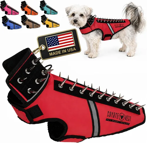 Vista 30 de CoyoteVest SpikeVest - Chaleco de arnés para perro, accesorios reflectantes para perros con picos para proteger a tu mascota de ataques de Raptor