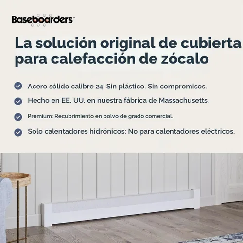 Vista 3 de Baseboarders Basic Series Cubierta Deslizable para Calentador de Zócalo de Acero Galvanizado de 3 pies (36 pulgadas) + Tapas Terminales Izquierda