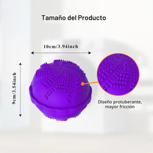 Vista 5 de Juego de 2 bolas de lavandería ecológicas para lavadora, alternativa de detergente natural para limpieza del hogar, suaves para ropa y telas