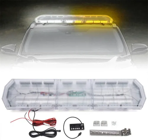 Vista 8 de Barra de luz estroboscópica LED de 47 pulgadas, 104 luces LED de auxilio, barra de luz intermitente de recuperación, flash de advertencia de 47IN