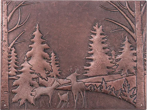 Vista 10 de Protector contra salpicaduras de cocina, escena del bosque con protector contra salpicaduras de cobre de la familia de ciervos, panel de cobre