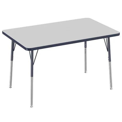 Vista 46 de FDP - Mesa rectangular para actividades escolares y de oficina (24 x 36 pulgadas), patas estándar con deslizadores giratorios, altura ajustable