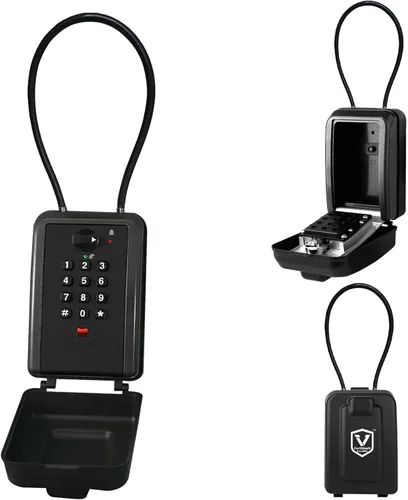 Vista 2 de Caja de seguridad flexible de acero para Airbnb, caja de bloqueo de bienes raíces de combinación de 12 dígitos para llaves con código, resistente a