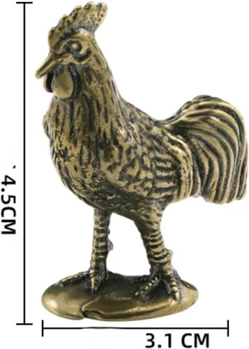 Vista 6 de DTREEL Figuras en miniatura modelo gallo de latón, bronce interesantes animales zodiaco, estatua de pollo, escultura de escritorio, bonsái, hogar