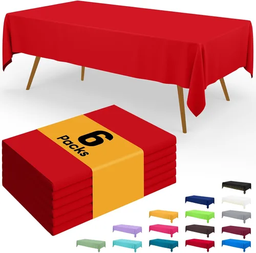 Vista 82 de Smiry - Juego de 6 manteles desechables, 54 x 78 pulgadas, manteles impermeables rectangulares para fiestas, cubierta de mesa de plástico