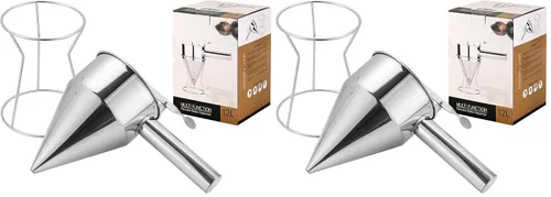 Vista 8 de Dispensador de masa de panqueques de acero inoxidable de 20.3 fl oz/20 onzas, dispensador de embudo de pistón con soporte mango desmontable