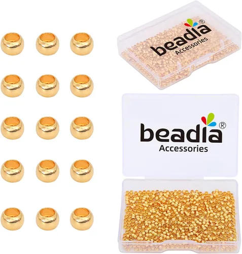 Vista 17 de BEADIA - Hebilla de línea de pesca cilíndrica chapada en oro de 14 quilates, tapas de extremo de 3.2 mm, 30 piezas para hacer joyas