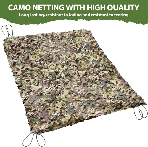 Vista 4 de Camo Netting Camouflage Netting with Mesh Backing Military Camo Nets Sunshade Fence Tarp Net Lightweight Great for Duck Hunting Blind Shooting