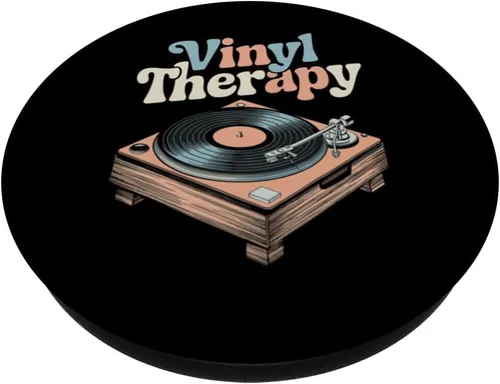 Vista 2 de Vinyl Record Collector Retro Music Turntable Lover PopSockets Adhesive PopGrip