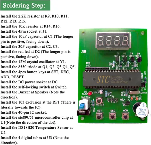 Vista 3 de Kits de práctica de soldadura DIY DS18B20 Módulo de sensor de temperatura Kits electrónicos DIY Kit de proyecto de soldadura 32.0-210.2 °F