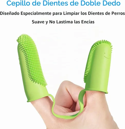 Vista 5 de Paquete de 2 cepillos de dientes para perro, cerdas envolventes de 135º para facilitar la limpieza de los dientes, cepillo de dientes para el Azul
