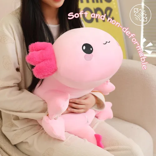 Vista 8 de SQEQE Peluche de ajolote con peso, animal de peluche de ajolote con peso, lindo juguete de almohada rosa suave, regalo para niños y adultos, 9.8