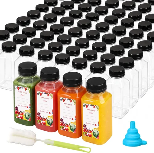 Vista 15 de SUPERLELE 20 botellas de jugo de chupito de plástico de 2 onzas con tapas