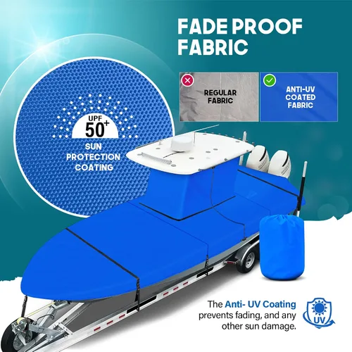 Vista 9 de T-Top - Funda para barco de 22 a 24 pies, tela gruesa y resistente, a prueba de decoloración, resistente a los desgarros, impermeable, remolcable