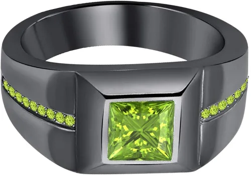 Vista 2 de RUDRAFASHION Anillo de boda solitario de compromiso de oro negro de 14 quilates sobre plata de ley para hombre, Metal, Diamante sintético blanco