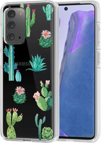 Vista 5 de Funda de teléfono para Galaxy Note 20 5G, Samsung Note 20 para niñas y mujeres, TPU suave y transparente, a prueba de golpes, funda protectora Cactus