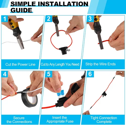 Vista 6 de Cooclensportey Paquete de 4 portafusibles en línea de 12 AWG, portafusibles impermeable con 35 fusibles estándar