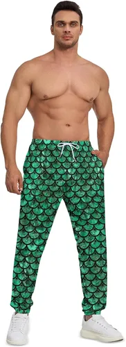 Vista 4 de INZVKJLU Pantalones deportivos para hombre, pantalones deportivos con estampado 3D, pantalones de entrenamiento con 2 bolsillos laterales