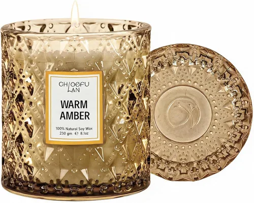Vista 14 de Chloefu LAN Velas de calabaza Chai para regalo de Halloween, velas de granja para el hogar, tarro de soja perfumado de lujo con hasta 55 horas