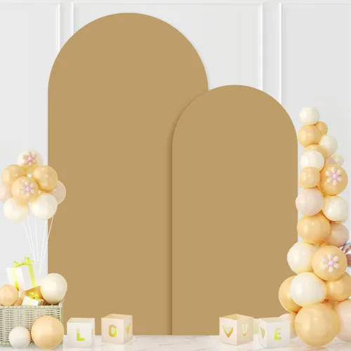 Vista 17 de MODFUNS Cubierta de Arco de Boda de 6 pies Beige de Spandex Cubiertas de Arco Chiara Cubierta de Telón de Fondo de Arco para Cubiertas de Arco Telón