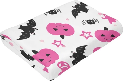Vista 5 de Manta de Halloween de franela de forro polar suave, ligera, acogedora, cálida y linda, manta de felpa linda, manta para sala de estar, decoración