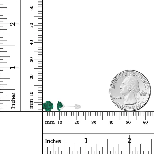 Vista 4 de Aretes de tuerca con tuerca de oro macizo de 14 quilates, hipoalergénicos, de 0.236 in, con piedra natal redonda