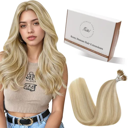 Vista 13 de 【Descuento】Hetto - Extensiones de cabello con cinta adhesiva, 40g, extensiones de cabello humano, color rubio ceniza oscuro degradado a rubio medio