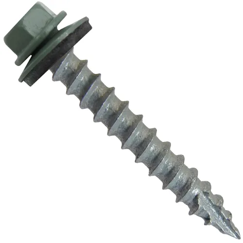 Vista 28 de Tornillos para techos de metal #14 (750) Tornillos x 1-1/2 "ABC Gris Arandela hexagonal Tornillo de techo de chapa metálica para techo.
