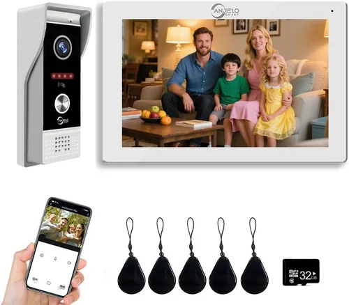 Vista 10 de ANJIELO SMART Timbre de video con cable con monitor interior, sistema de portero de video, cámara de entrada de puerta cableada con audio