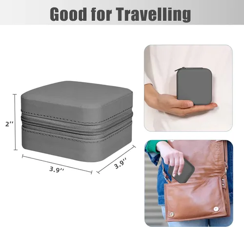 Vista 2 de Joyero de viaje con espejo, mini organizador portátil para anillos, aretes, collares, regalos para niñas y mujeres