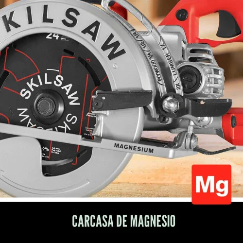 Vista 4 de Skilsaw SPT77WML-01 Sierra circular ligera de accionamiento helicoidal de 15 A, 7-1/4 pulgadas 11.5 Lb Magnesium Worm-Drive, Dual-Field 15a Motor