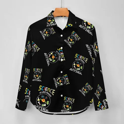 Vista 4 de Science Like Magic - Camisa de manga larga con botones para mujer, blusa casual para trabajo