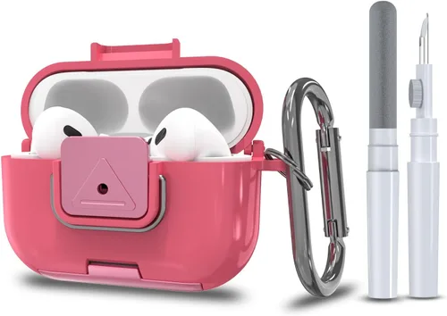 Vista 11 de Funda protectora para AirPods Pro de 2ª/1ª generación con clip de bloqueo seguro, a prueba de golpes, protección completa, diseño de soporte de Negro