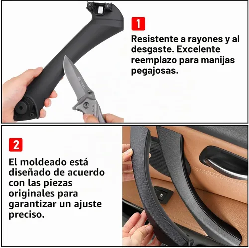 Vista 4 de Jaronx Compatible con BMW Serie 3 Manija de puerta E90/E91/E92/E93 2004-2011, juego de 6 piezas de repuesto de manija de puerta interior izquierda