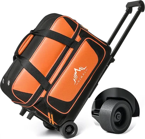 Vista 10 de GoHimal Bolsa de bolos de doble rodillo para 2 bolas con compartimento separado para zapatos de boliche (hasta talla 15 de hombre de EE. UU.) y Negro
