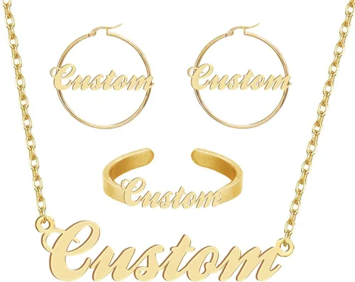 Vista 332 de Personalized Custom Name Pendant Necklace Stainless Steel for Women