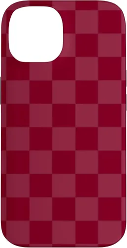 Vista 4 de Funda de diseño simple con diseño a cuadros rojo burdeos para iPhone 16