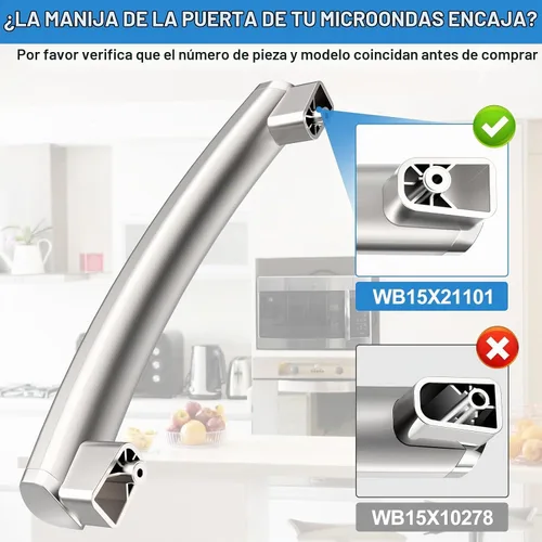 Vista 5 de Manija de puerta de microondas WB15X21101 mejorada compatible con mango de microondas GE, piezas de manija de puerta de microondas GE reforzada